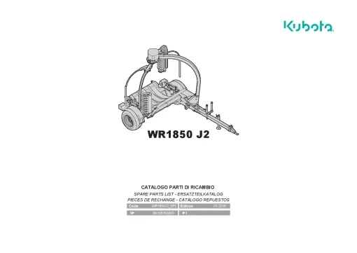 Kubota WR1850 J2 Bale wrapper 2016 Parts Manual Catalog Pdf Download