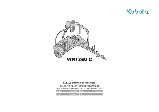 Kubota WR1850C Bale wrapper 2015 Parts Manual Catalog Pdf Download