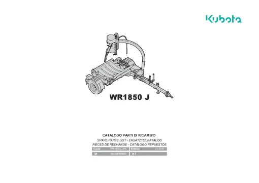 Kubota WR1850J Bale wrapper 2015 Parts Manual Catalog Pdf Download