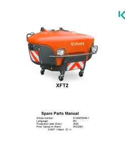 Kubota XFT2 Sprayers Front 2020 Sn01007- Parts Manual Catalog Pdf Download
