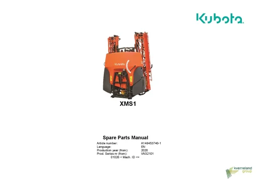 Kubota XMS1 Sprayers Mounted 2020 Sn 01026- Parts Manual Catalog Pdf Download