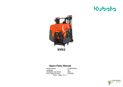 Kubota XMS2 Sprayers Mounted 2018 Parts Manual Catalog Pdf Download