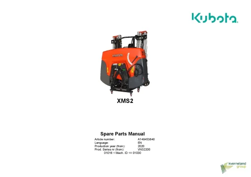 Kubota XMS2 Sprayers Mounted 2020 Sn 01016-01030 Parts Manual Catalog Pdf Download