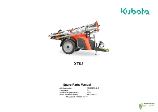 Kubota XTS3 Sprayers Trailed 2021 Sn 000338- Parts Manual Catalog Pdf Download