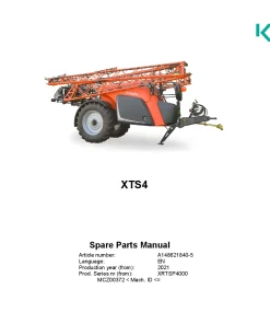 Kubota XTS4 Sprayers Trailed 2021 Sn MCZ00372- Parts Manual Catalog Pdf Download