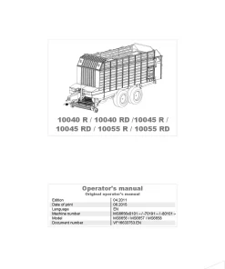 Kverneland 10040R(D) 10045R(D) 10055R(D) Loader wagon 2015 Operation Maintenance Manual PDF download