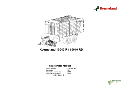 Kverneland 10040R(D) Loader wagon 2014 Parts Manual Catalog Pdf Download