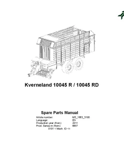 Kverneland 10045R(D) Loader wagon 2011 Parts Manual Catalog Pdf Download