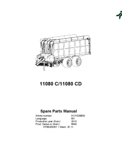 Kverneland 11080C(D) Loader wagon 2013 Parts Manual Catalog Pdf Download