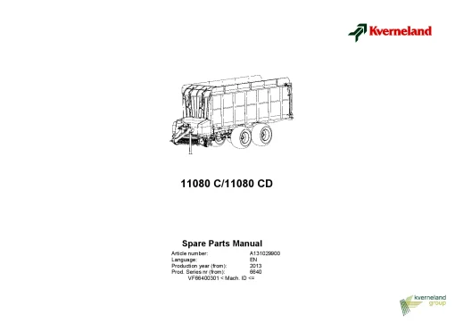 Kverneland 11080C(D) Loader wagon 2013 Parts Manual Catalog Pdf Download