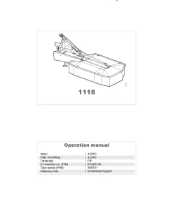 Kverneland 1118 Mower Conditioner 2009 Operation Maintenance Manual PDF download