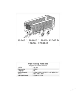 Kverneland 12040-D 12045-D 12050-D Silage equipment 2010 Operation Maintenance Manual PDF download