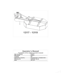 Kverneland 1217-1219 Mower Conditioner 2011 Operation Maintenance Manual PDF download