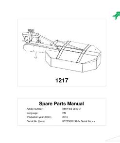 Kverneland 1217 Mower Conditioner 2010 Parts Manual Catalog Pdf Download
