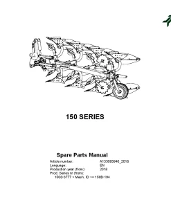 Kverneland 150 series Ploughs Reversible Mounted 2018 Parts Manual Catalog Pdf Download