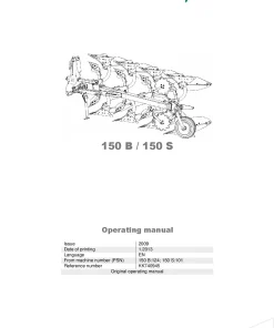 Kverneland 150B 150S Ploughs Reversible Mounted 2013 Operation Maintenance Manual PDF download