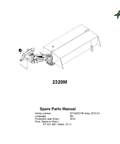 Kverneland 2320M Mower -Disc-Plain 2012 Sn 421493 Parts Manual Catalog Pdf Download