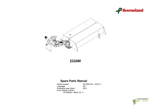 Kverneland 2324M Mower Disc Plain 2012 Sn KT426549 Parts Manual Catalog Pdf Download