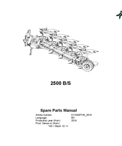 Kverneland 2500 B -S Ploughs Reversible Mounted 2018 Sn 140- Parts Manual Catalog Pdf Download