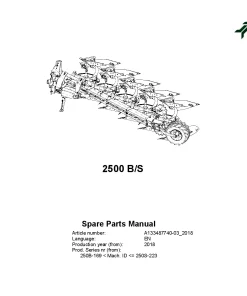 Kverneland 2500 B -S Ploughs Reversible Mounted 2018 Sn 169-223 Parts Manual Catalog Pdf Download