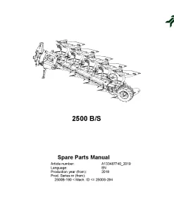 Kverneland 2500 B -S Ploughs Reversible Mounted 2019 Parts Manual Catalog Pdf Download