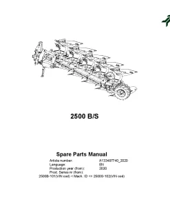 Kverneland 2500 B -S Ploughs Reversible Mounted 2020 Parts Manual Catalog Pdf Download
