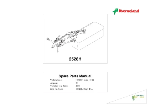 Kverneland 2528H Mower Disc Plain 2009 Parts Manual Catalog Pdf Download