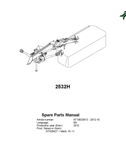 Kverneland 2532H Mower -Disc-Plain 2012 Parts Manual Catalog Pdf Download