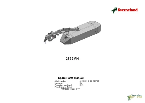 Kverneland 2532MH Mower Disc Plain 2017 Parts Manual Catalog Pdf Download