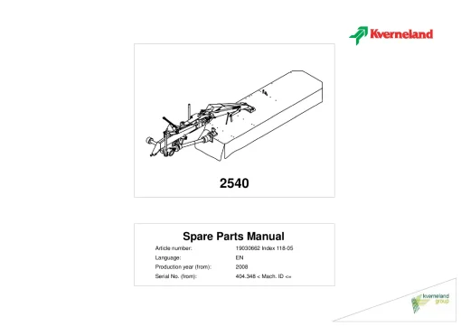 Kverneland 2540 Mower Disc Plain 2008 Sn 404348 Parts Manual Catalog Pdf Download