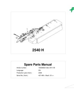 Kverneland 2540H Mower Disc Plain 2011 Sn 407469 Parts Manual Catalog Pdf Download