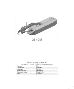 Kverneland 2540M Mower Disc Plain 2015 Operation Maintenance Manual PDF download