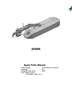 Kverneland 2540M Mower Disc Plain 2015 Parts Manual Catalog Pdf Download