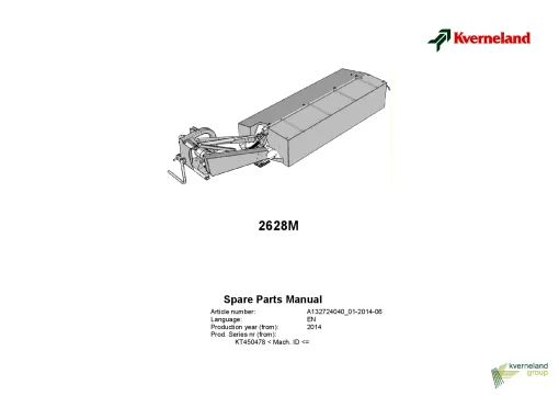 Kverneland 2628M Mower Disc Plain 2014 Sn KT450478- Parts Manual Catalog Pdf Download