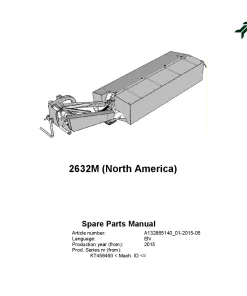 Kverneland 2632M Mower Disc Plain 2015 Sn KT456493 North America Parts Manual Catalog Pdf Download