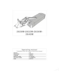 Kverneland 2828 2832 2836 2840 -M Mower Disc Plain 2015 Operation Maintenance Manual PDF download