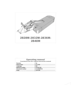 Kverneland 2828 2832 2836 2840-M Mower Disc Plain 2019 Parts Manual Catalog Pdf Download