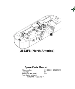 Kverneland 2832FS Mower Disc Plain 2015 North America Parts Manual Catalog Pdf Download