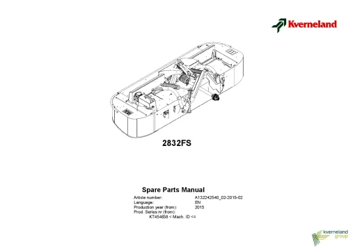 Kverneland 2832FS Mower Disc Plain 2015 Parts Manual Catalog Pdf Download