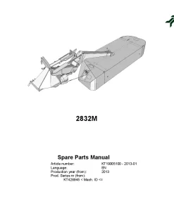 Kverneland 2832M Mower Disc Plain 2013 Parts Manual Catalog Pdf Download