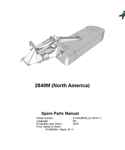 Kverneland 2840M Mower Disc Plain 2015 North America Parts Manual Catalog Pdf Download