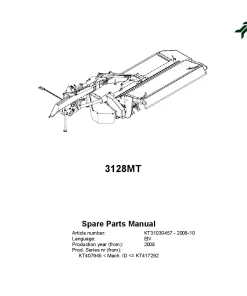 Kverneland 3128MT Mower Conditioner 2008 Parts Manual Catalog Pdf Download