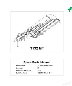 Kverneland 3132MT Mower Conditioner 2008 Parts Manual Catalog Pdf Download