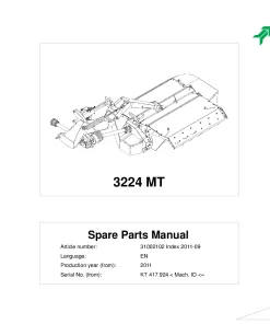 Kverneland 3224MT Mower Conditioner 2011 Parts Manual Catalog Pdf Download