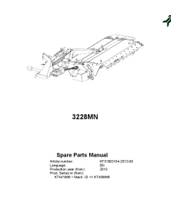 Kverneland 3228MN Mower Conditioner 2013 Parts Manual Catalog Pdf Download