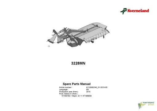 Kverneland 3228MN Mower Conditioner 2015 Parts Manual Catalog Pdf Download