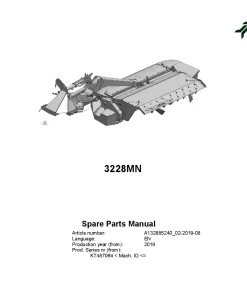 Kverneland 3228MN Mower Conditioner 2019 Parts Manual Catalog Pdf Download