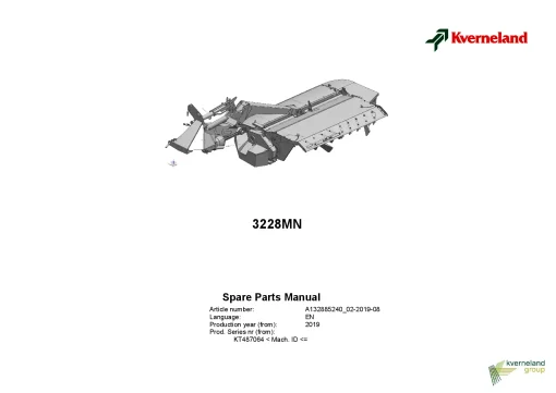 Kverneland 3228MN Mower Conditioner 2019 Parts Manual Catalog Pdf Download