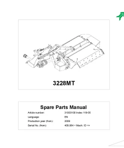 Kverneland 3228MT Mower Conditioner 2009 Parts Manual Catalog Pdf Download