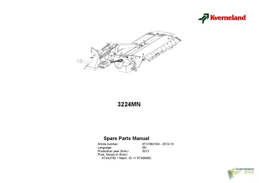 Kverneland 3228MT Mower Conditioner 2013 Parts Manual Catalog Pdf Download
